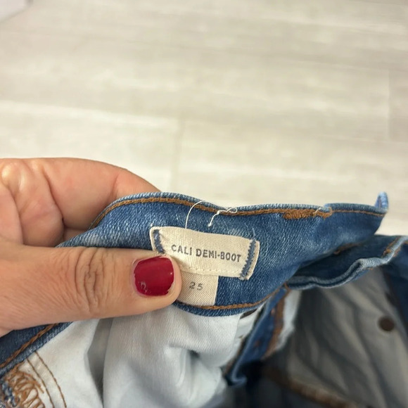 Madewell Cali Demi-Boot Jeans Button Fly Wide Flare Leg Distressed size 25 - Picture 8 of 16